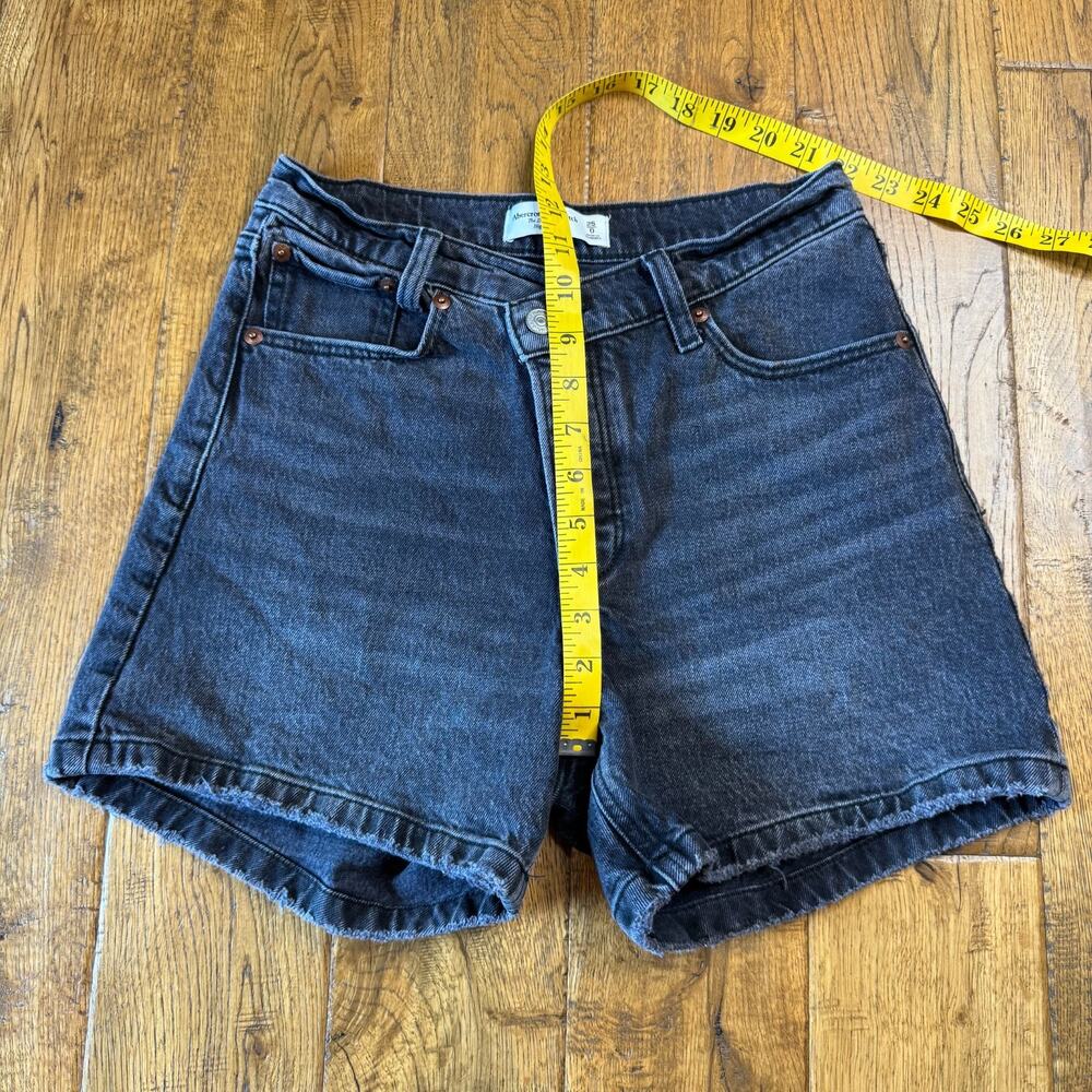 Abercrombie & Fitch The Dad Shorts Womens 25/0 Black Denim Button Fly High Rise - Picture 5 of 8